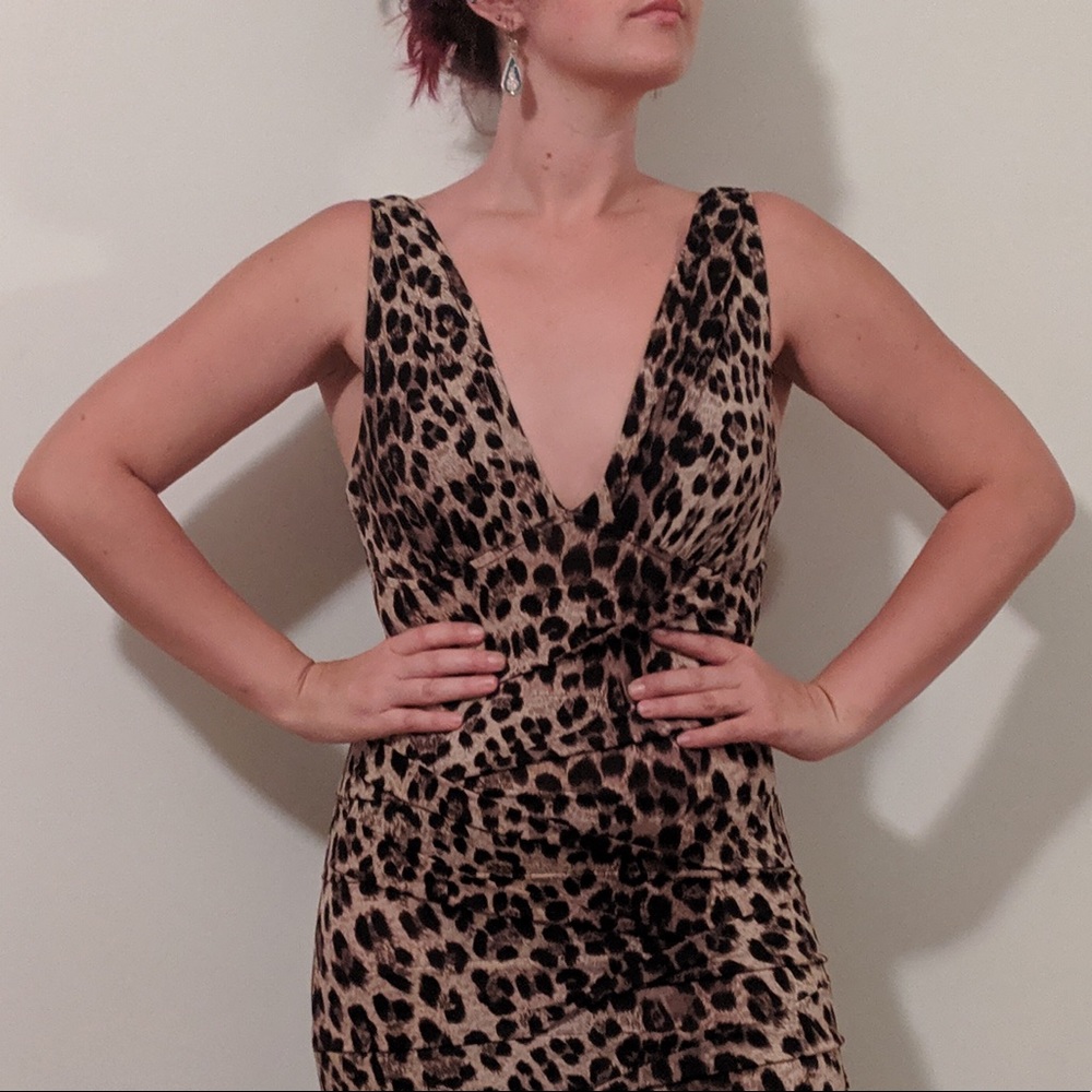 Leopard party cocktail dress. Very flattering!
